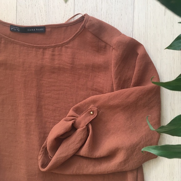 ZARA Chiffon 3/4 Sleeve Top - Picture 3 of 4